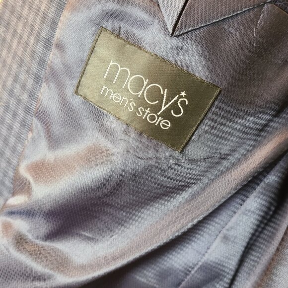 Andrew Fezza Blazer Suit Jacket Blue Plaid Mens 42 Long - Picture 7 of 9